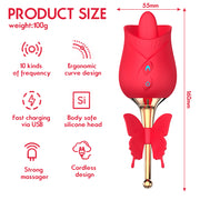 2 in 1 Rose Vibrator with Tongue