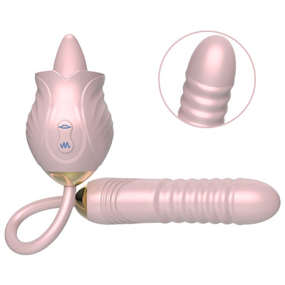 Licking and Thrusting Dildo 2 In 1 Rose Toys For Women