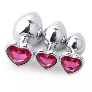 Heart-shaped anal plugs, A set of 3 pieces