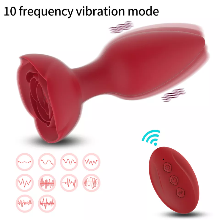 Rose anal plug vibrator with wireless control