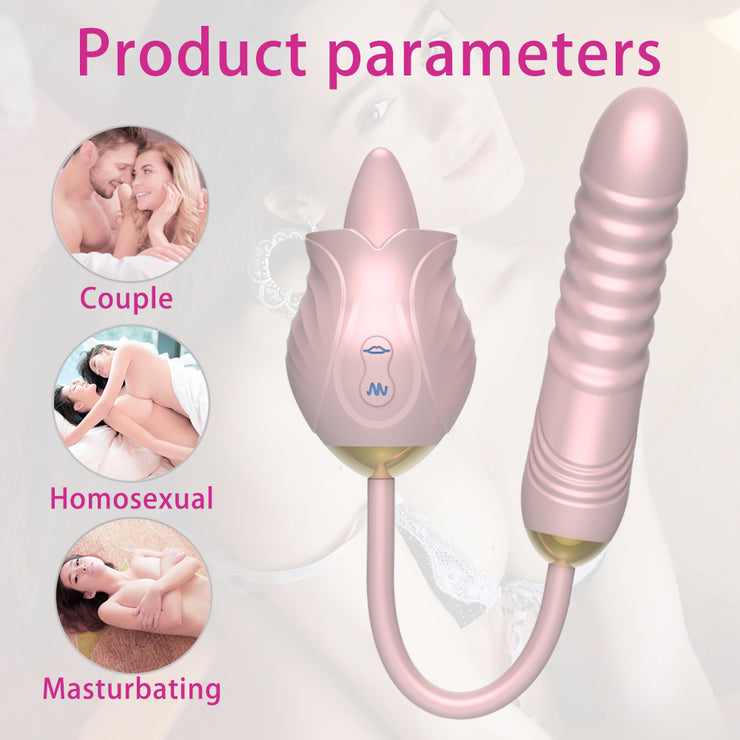 Licking and Thrusting Dildo 2 In 1 Rose Toys For Women