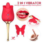 2 in 1 Rose Vibrator with Tongue