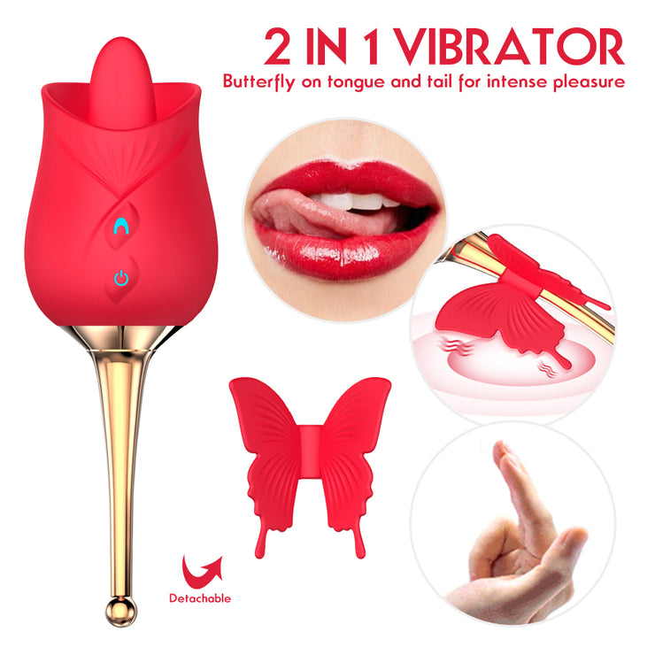 2 in 1 Rose Vibrator with Tongue