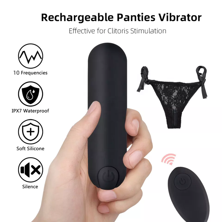 Lace panties with wireless bullet vibrator