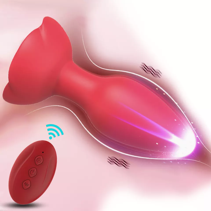 Rose anal plug vibrator with wireless control