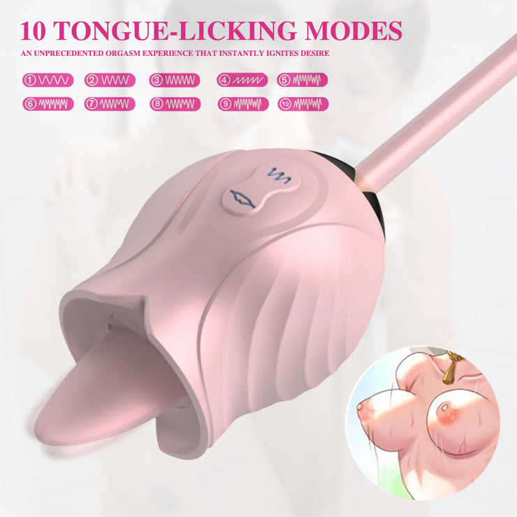 Licking and Thrusting Dildo 2 In 1 Rose Toys For Women