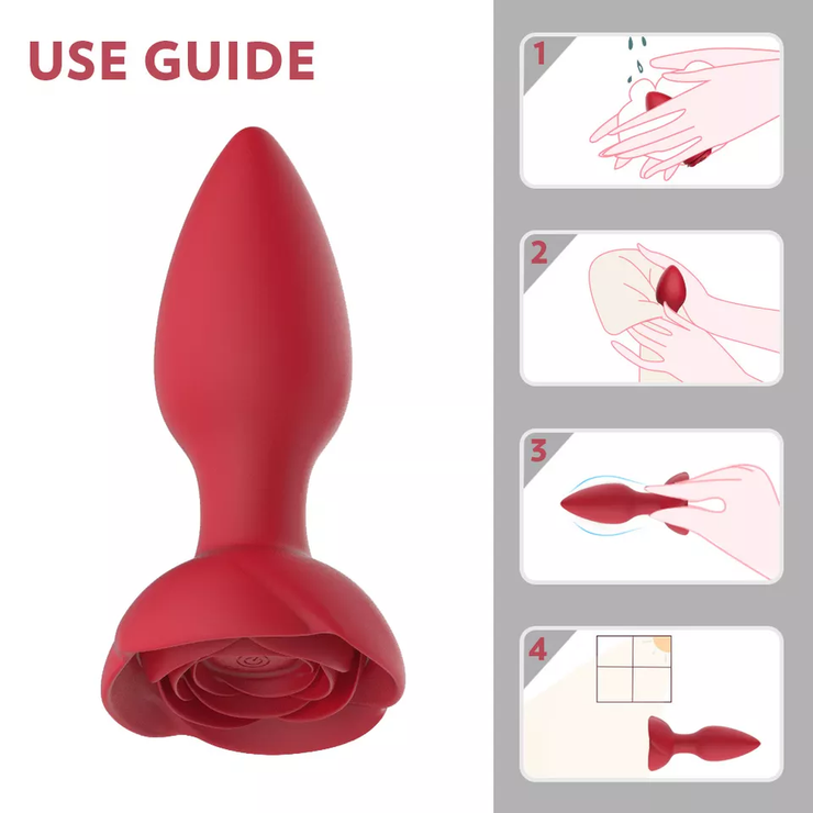 Rose anal plug vibrator with wireless control