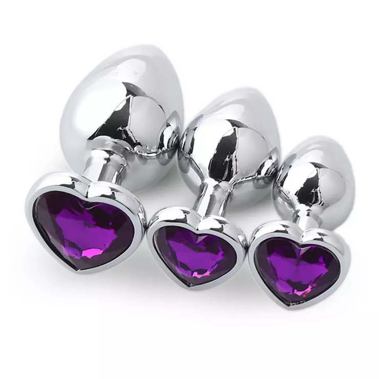 Heart-shaped anal plugs, A set of 3 pieces