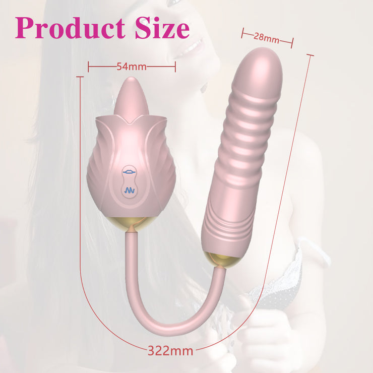 Licking and Thrusting Dildo 2 In 1 Rose Toys For Women