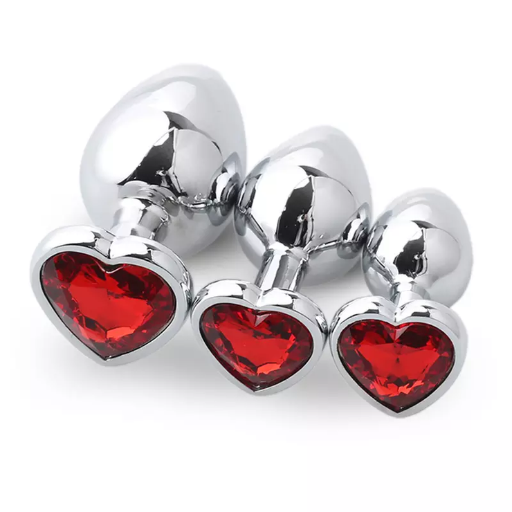 Heart-shaped anal plugs, A set of 3 pieces