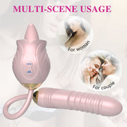 Licking and Thrusting Dildo 2 In 1 Rose Toys For Women