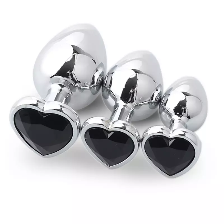 Heart-shaped anal plugs, A set of 3 pieces