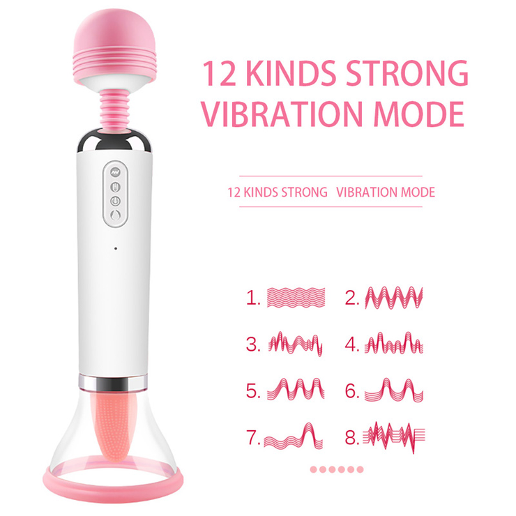 Licking and Sucking 2 in 1 Wand Massager