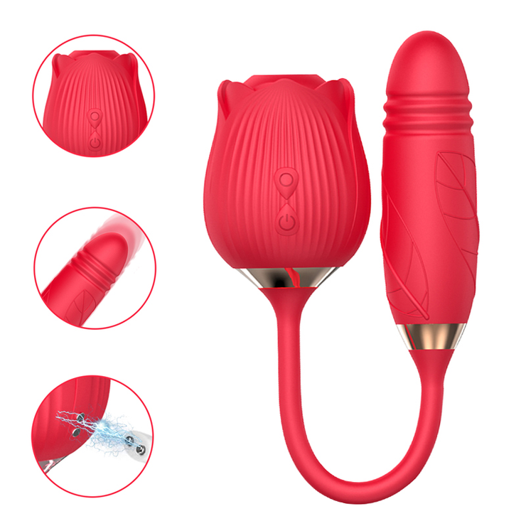 2 in 1 Thrusting Rose Vibrator